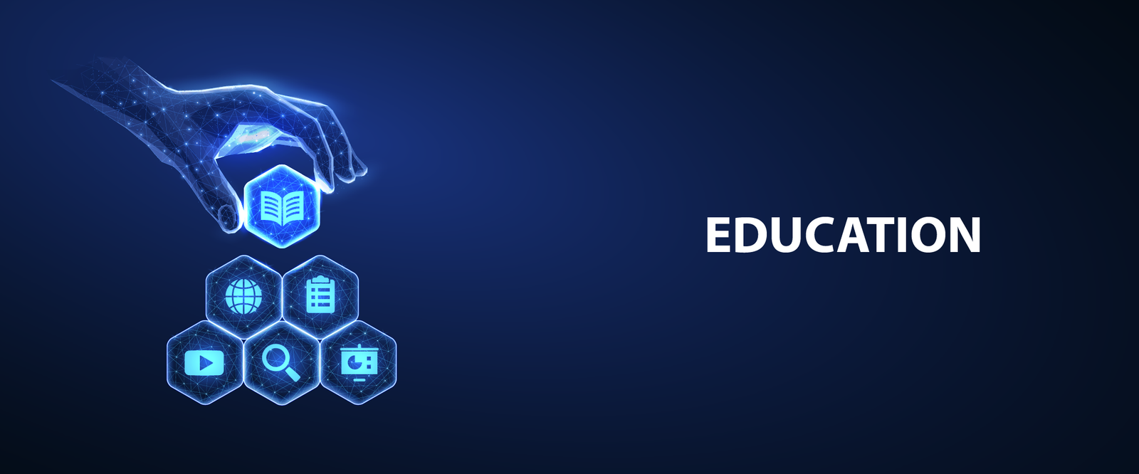 Education represented by a pyramid of technologies with a book the top one